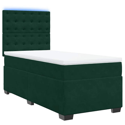 Giroletto a Molle con Materasso Verde Scuro 90x190 cm Velluto