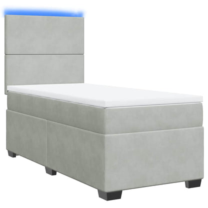 Giroletto a Molle con Materasso Grigio Chiaro 90x200 cm Velluto