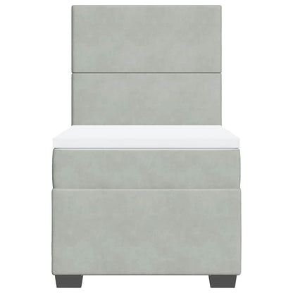 Giroletto a Molle con Materasso Grigio Chiaro 90x200 cm Velluto - homemem39