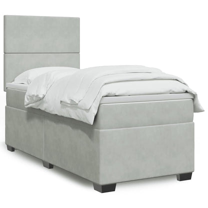 Giroletto a Molle con Materasso Grigio Chiaro 90x200 cm Velluto
