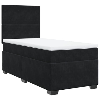 Giroletto a Molle con Materasso Nero 90x200 cm in Velluto