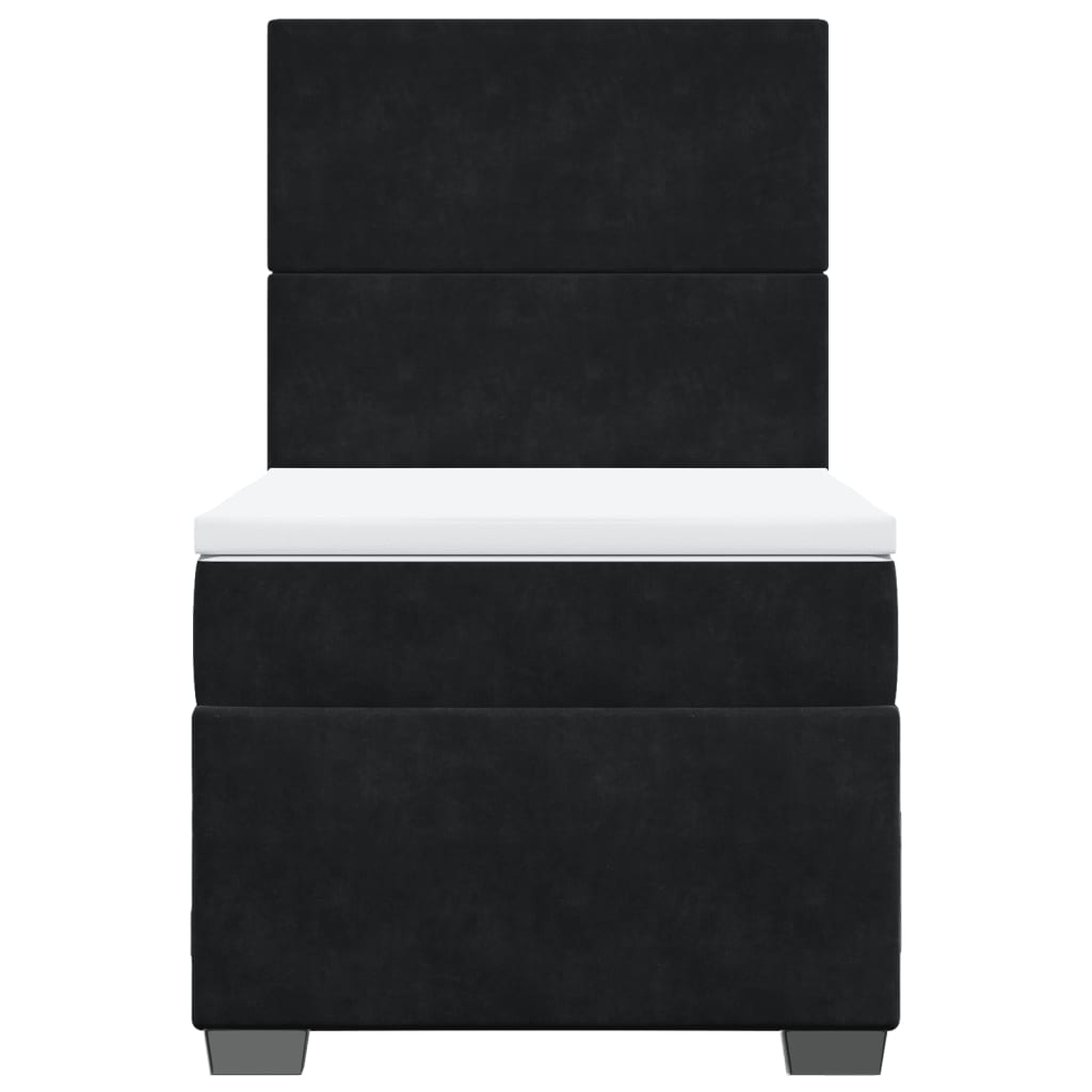 Giroletto a Molle con Materasso Nero 90x200 cm in Velluto - homemem39