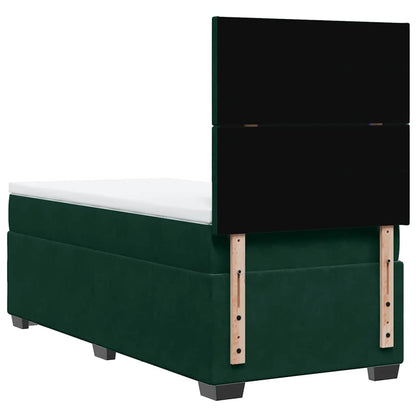 Giroletto a Molle con Materasso Verde Scuro 90x200 cm Velluto