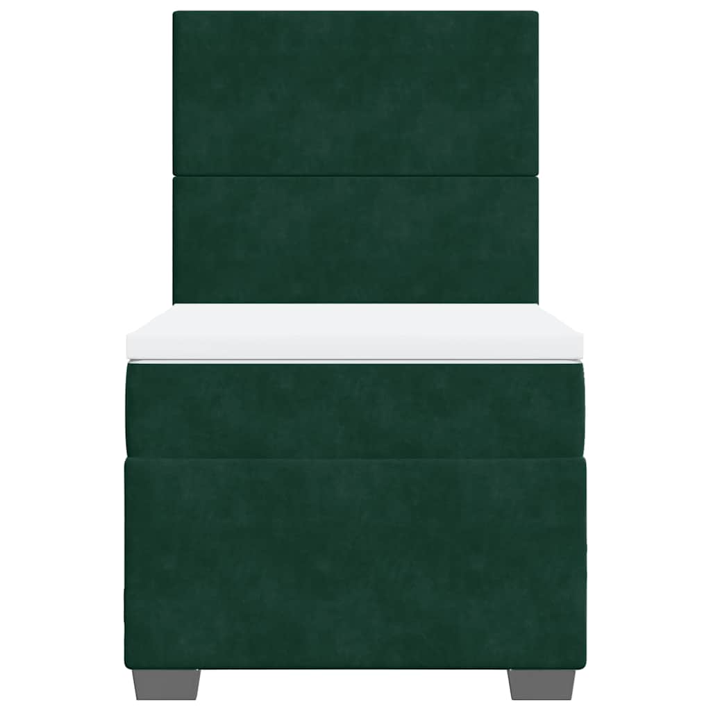 Giroletto a Molle con Materasso Verde Scuro 90x200 cm Velluto