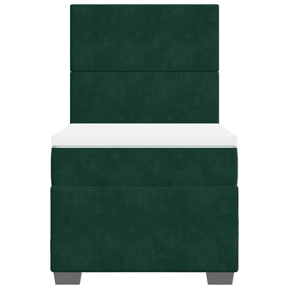 Giroletto a Molle con Materasso Verde Scuro 90x200 cm Velluto