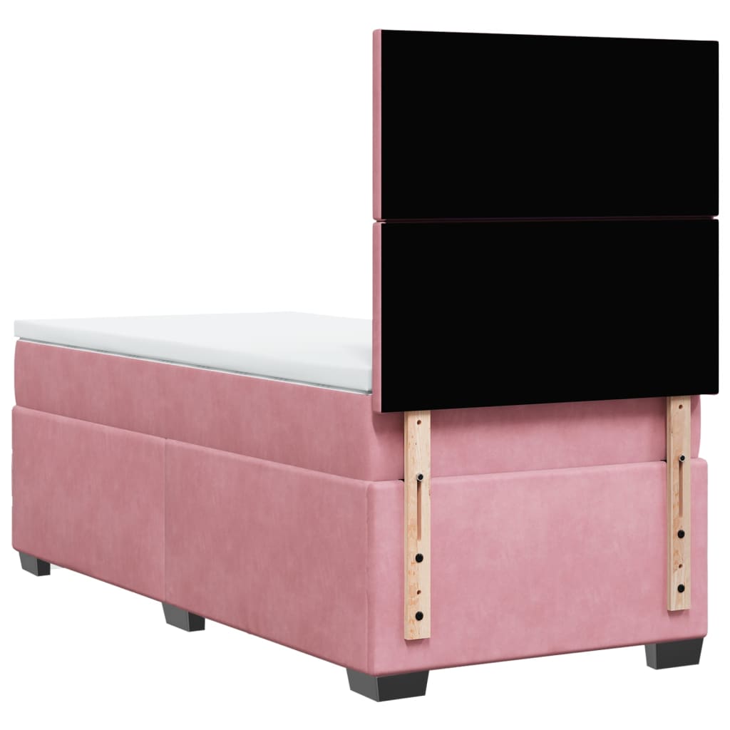 Giroletto a Molle con Materasso Rosa 90x200 cm in Velluto