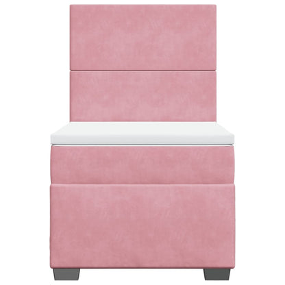 Giroletto a Molle con Materasso Rosa 90x200 cm in Velluto