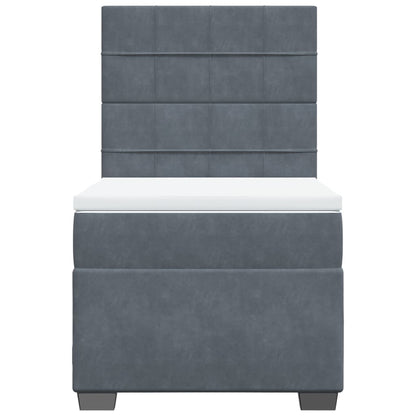 Giroletto a Molle con Materasso Grigio Scuro 90x200 cm Velluto