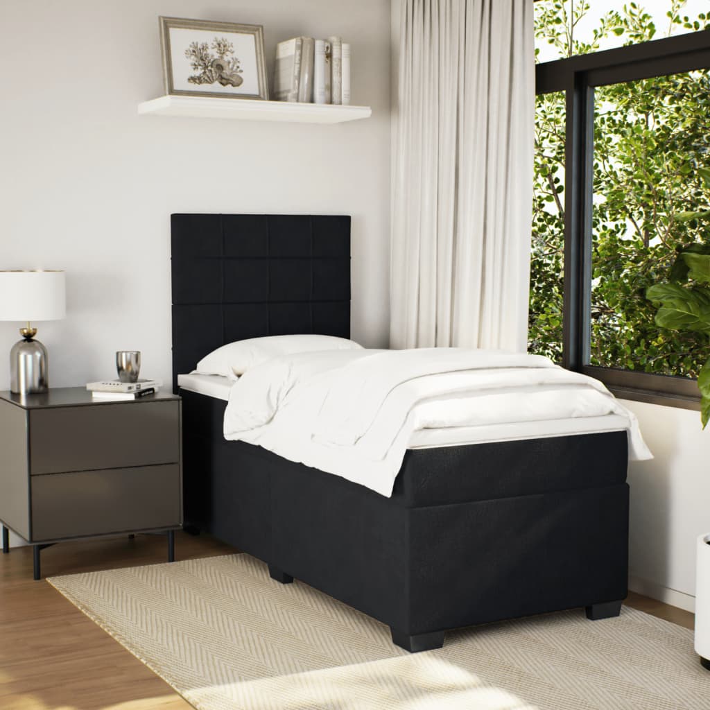 Giroletto a Molle con Materasso Nero 90x200 cm in Velluto