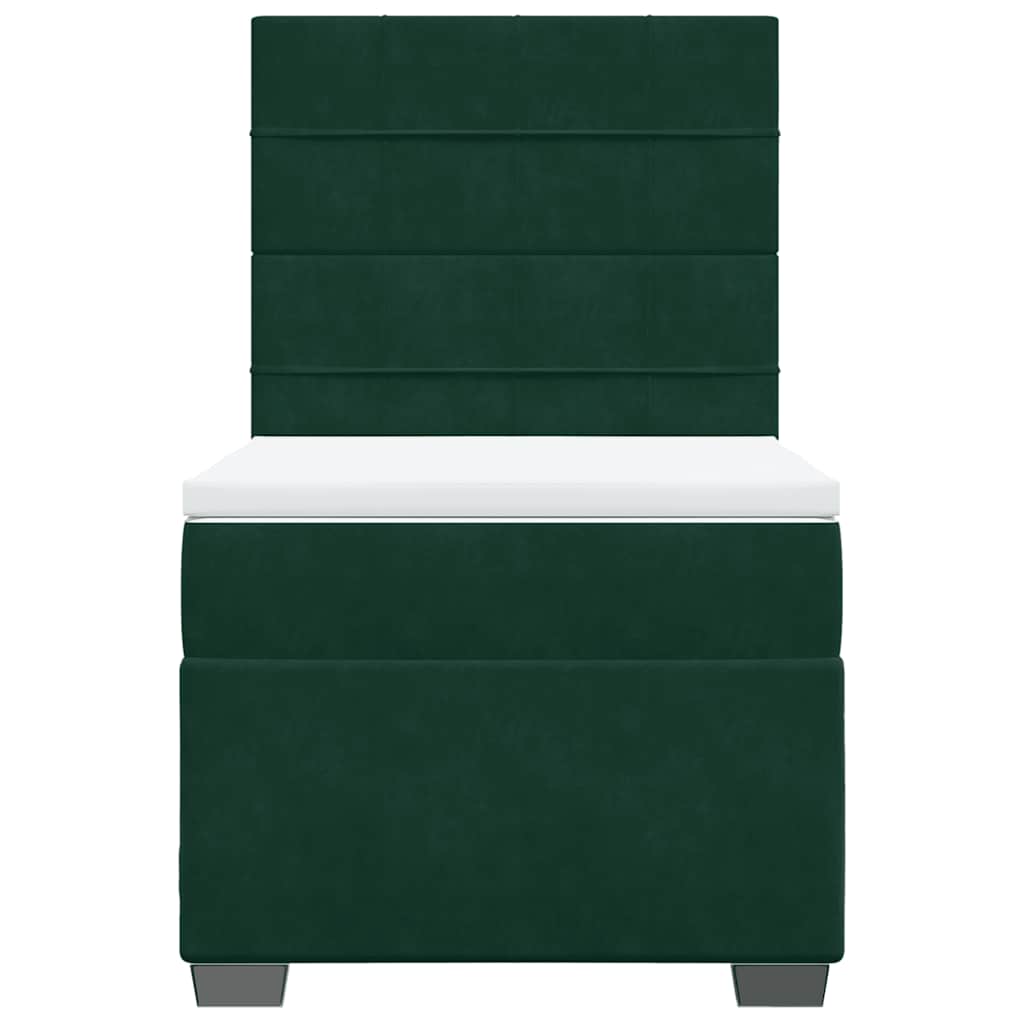 Giroletto a Molle con Materasso Verde Scuro 90x200 cm Velluto