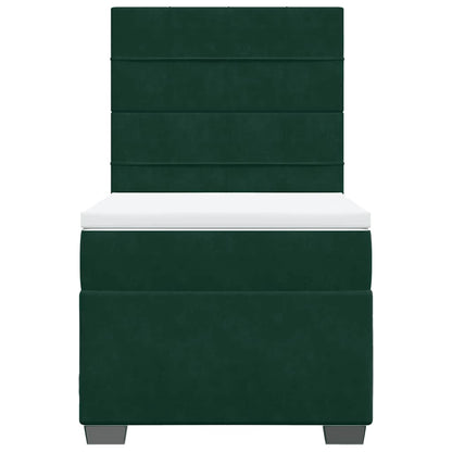 Giroletto a Molle con Materasso Verde Scuro 90x200 cm Velluto