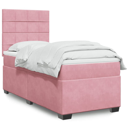 Giroletto a Molle con Materasso Rosa 90x200 cm in Velluto - homemem39