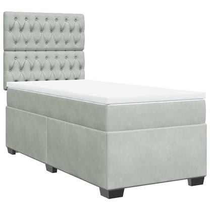Giroletto a Molle con Materasso Grigio Chiaro 90x200 cm Velluto