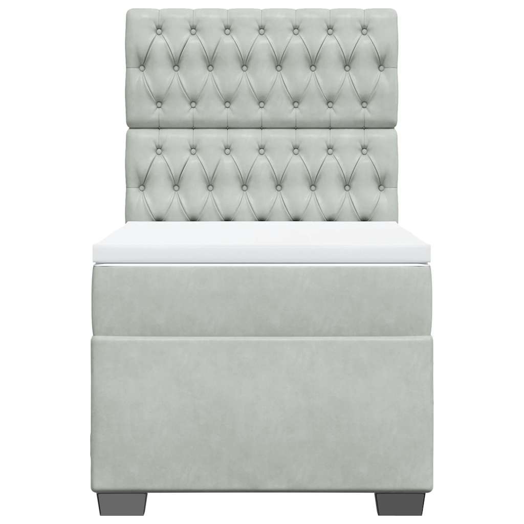 Giroletto a Molle con Materasso Grigio Chiaro 90x200 cm Velluto