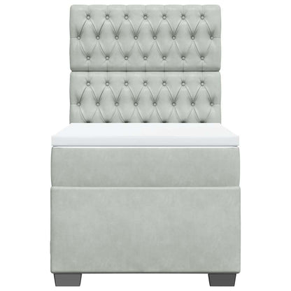 Giroletto a Molle con Materasso Grigio Chiaro 90x200 cm Velluto