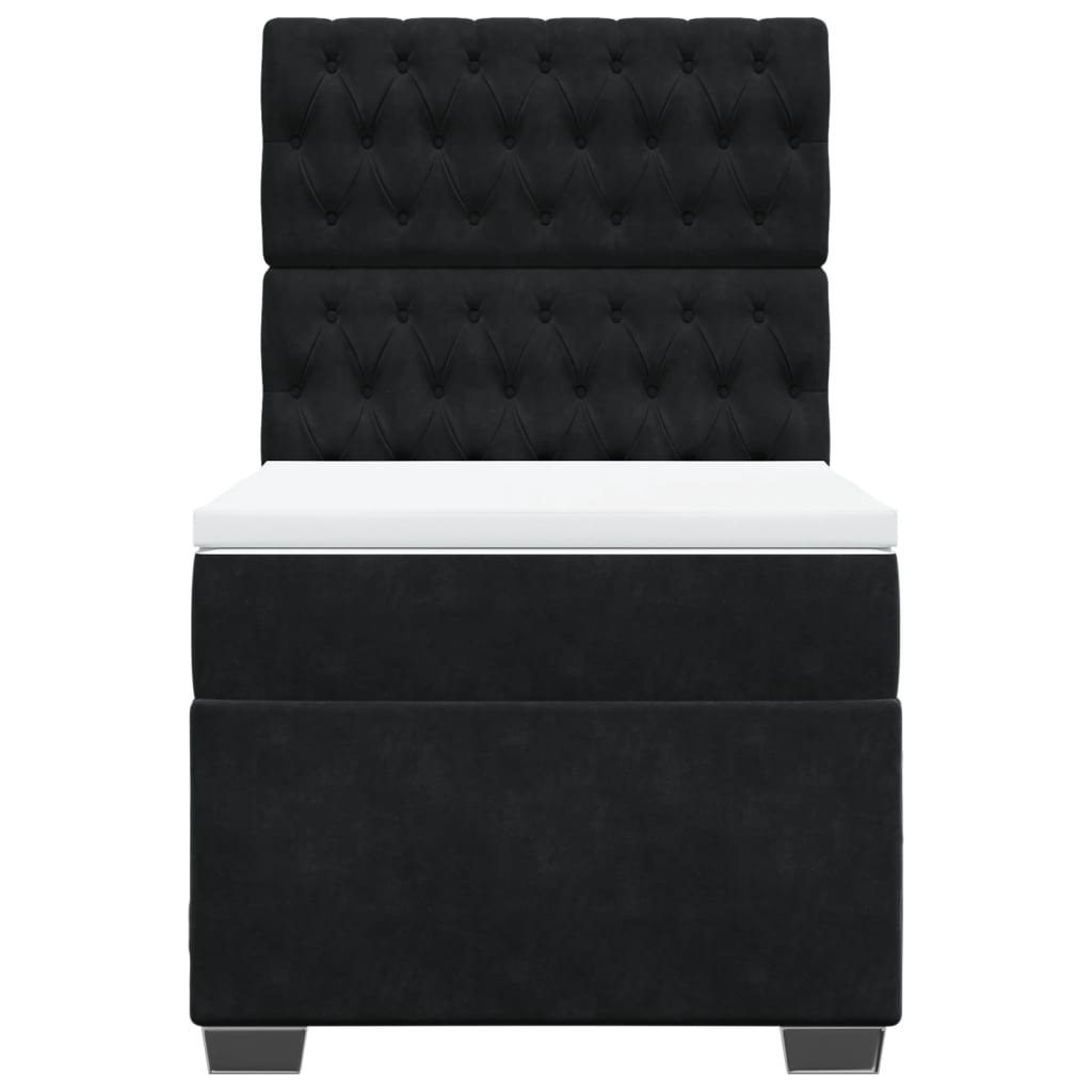 Giroletto a Molle con Materasso Nero 90x200 cm in Velluto