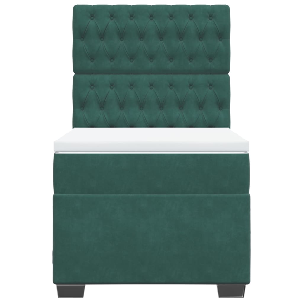 Giroletto a Molle con Materasso Verde Scuro 90x200 cm Velluto