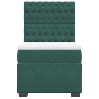 Giroletto a Molle con Materasso Verde Scuro 90x200 cm Velluto