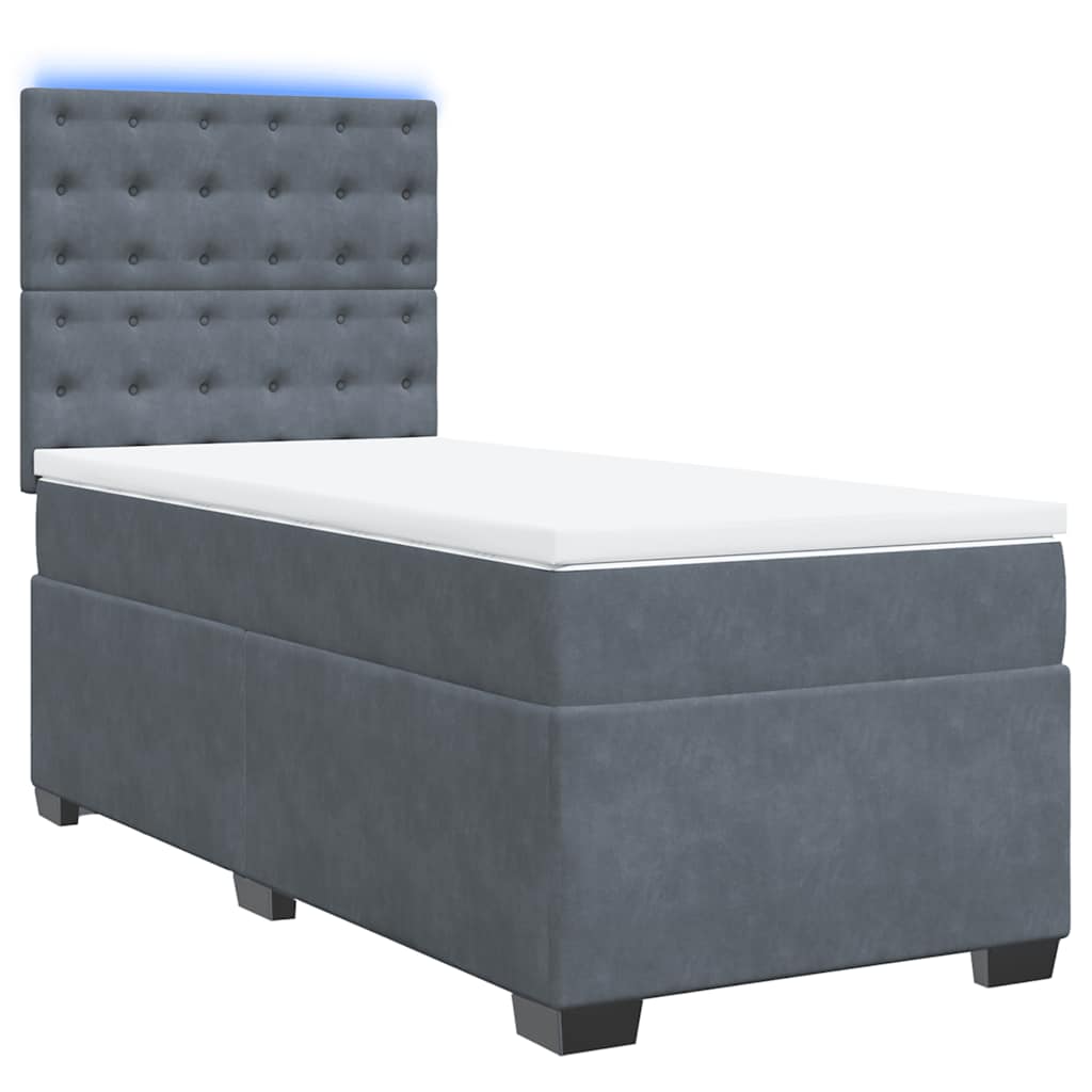 Giroletto a Molle con Materasso Grigio Scuro 90x200 cm Velluto