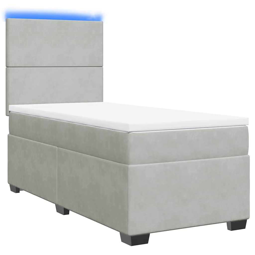 Giroletto a Molle con Materasso Grigio Chiaro 100x200cm Velluto