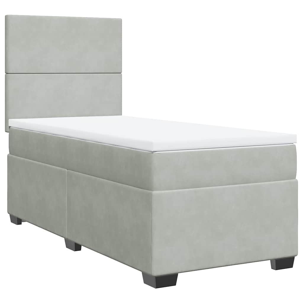 Giroletto a Molle con Materasso Grigio Chiaro 100x200cm Velluto