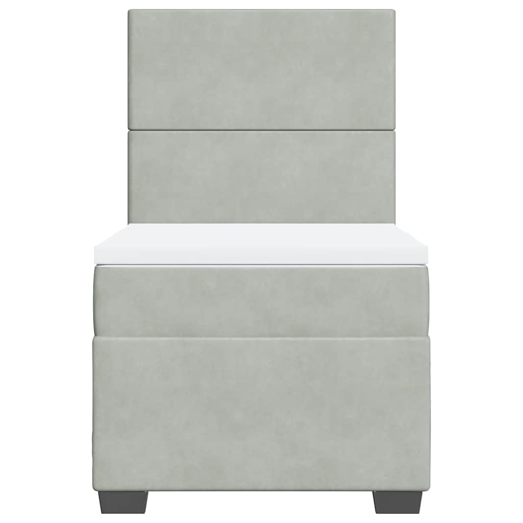 Giroletto a Molle con Materasso Grigio Chiaro 100x200cm Velluto - homemem39