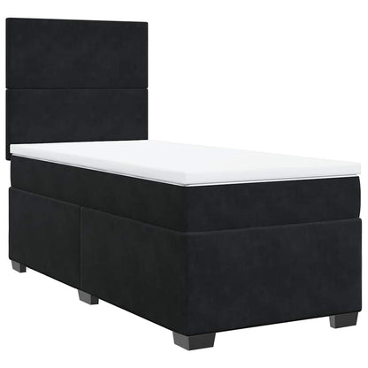 Giroletto a Molle con Materasso Nero 100x200 cm in Velluto
