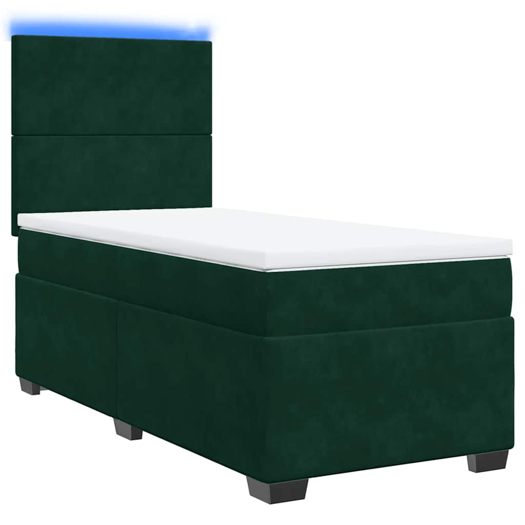 Giroletto a Molle con Materasso Verde Scuro 100x200 cm Velluto