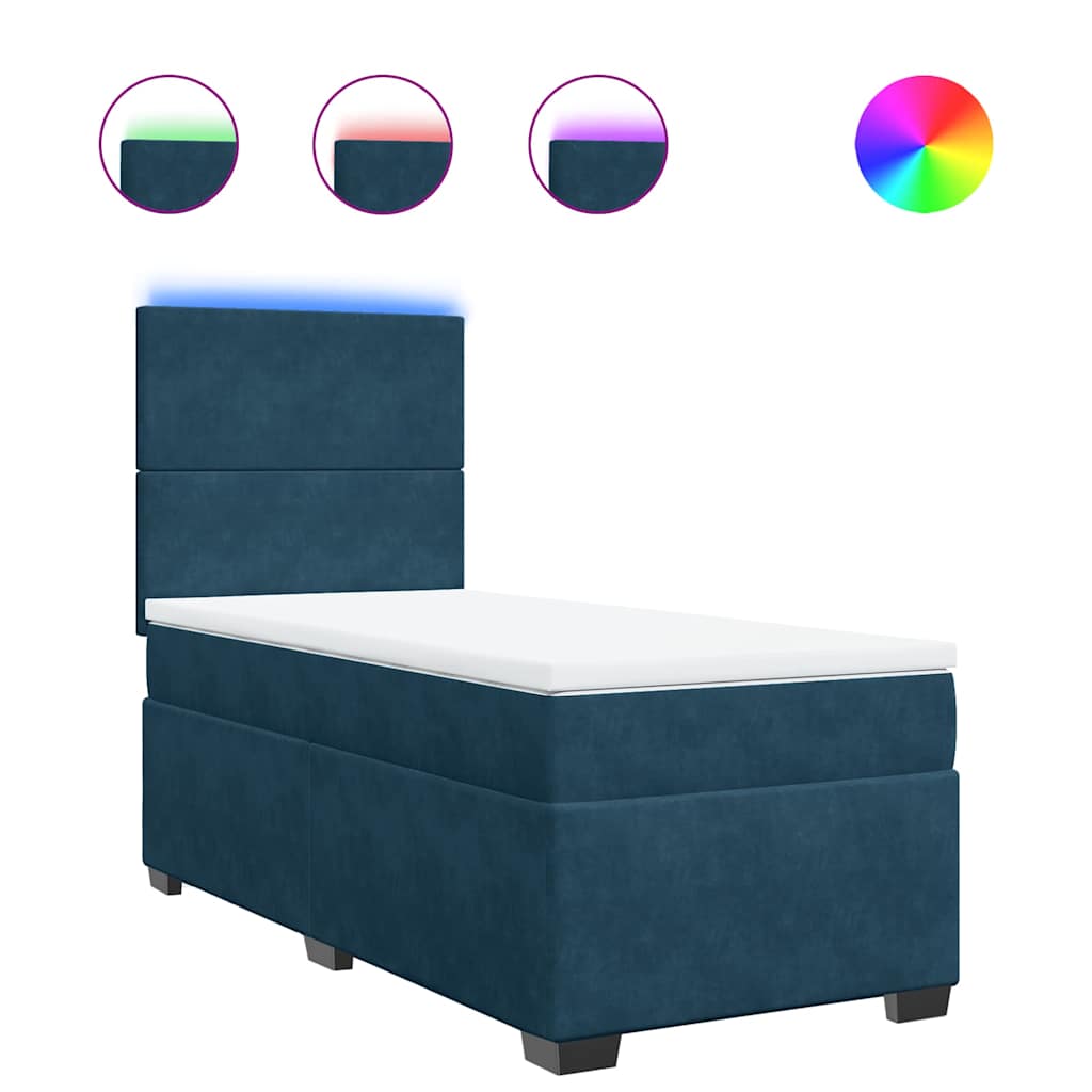 Giroletto a Molle con Materasso Blu 100x200 cm in Velluto | homemem39