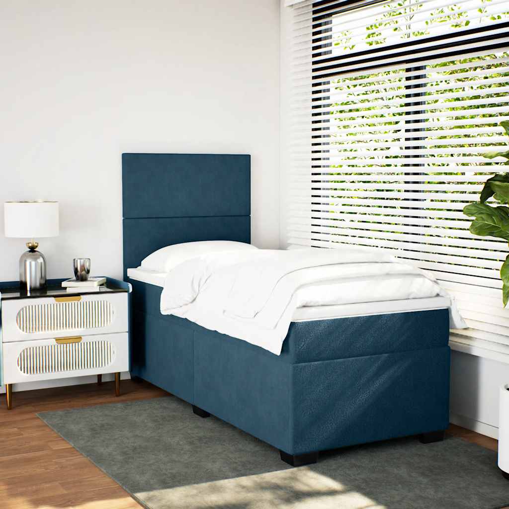 Giroletto a Molle con Materasso Blu 100x200 cm in Velluto