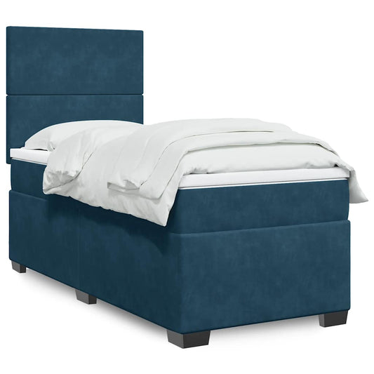 Giroletto a Molle con Materasso Blu 100x200 cm in Velluto | homemem39