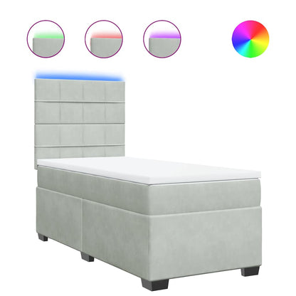 Giroletto a Molle con Materasso Grigio Chiaro 100x200cm Velluto | homemem39