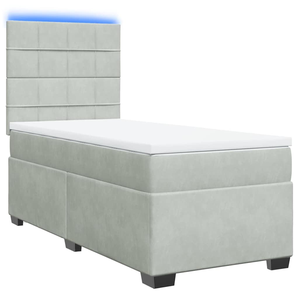Giroletto a Molle con Materasso Grigio Chiaro 100x200cm Velluto | homemem39