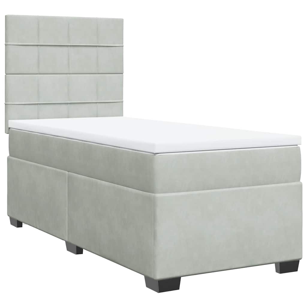 Giroletto a Molle con Materasso Grigio Chiaro 100x200cm Velluto | homemem39