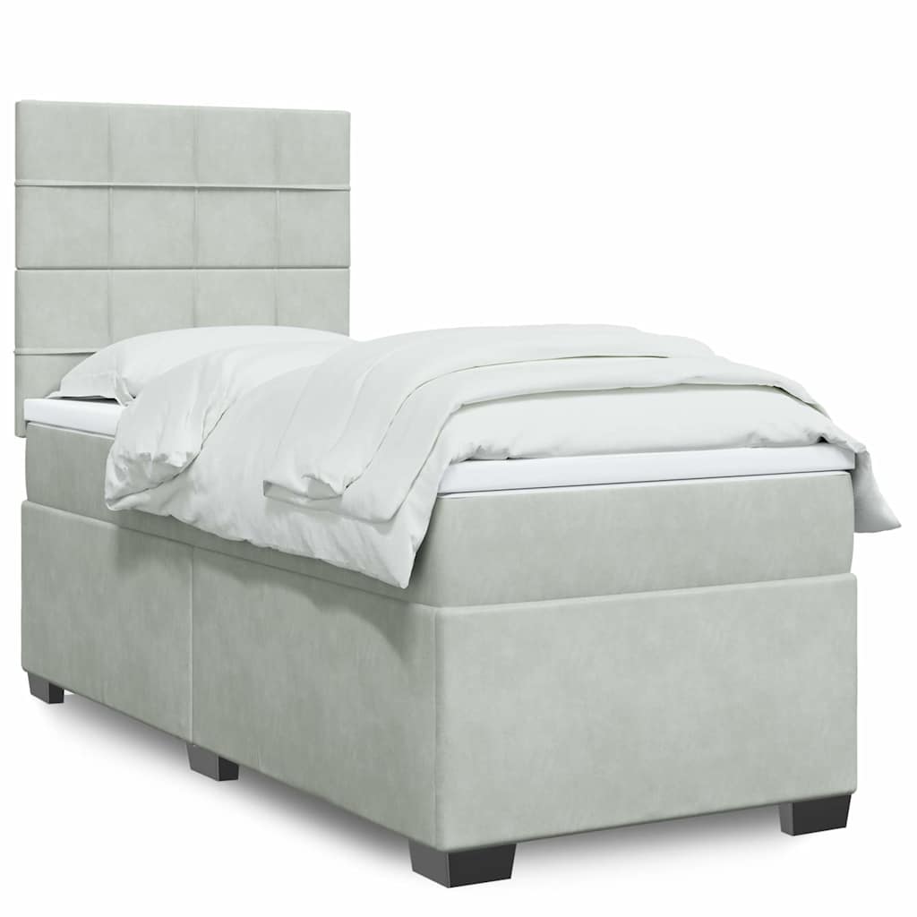 Giroletto a Molle con Materasso Grigio Chiaro 100x200cm Velluto | homemem39
