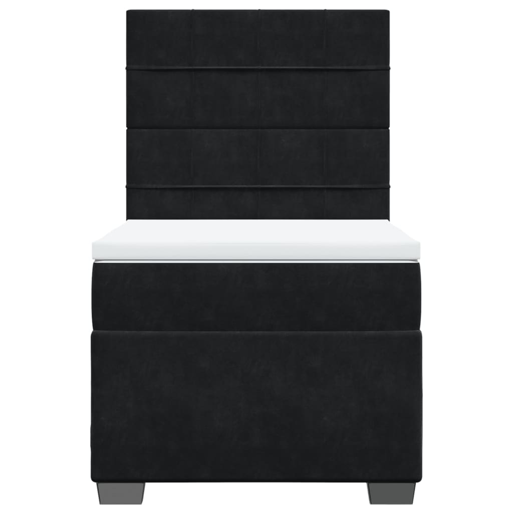 Giroletto a Molle con Materasso Nero 100x200 cm in Velluto