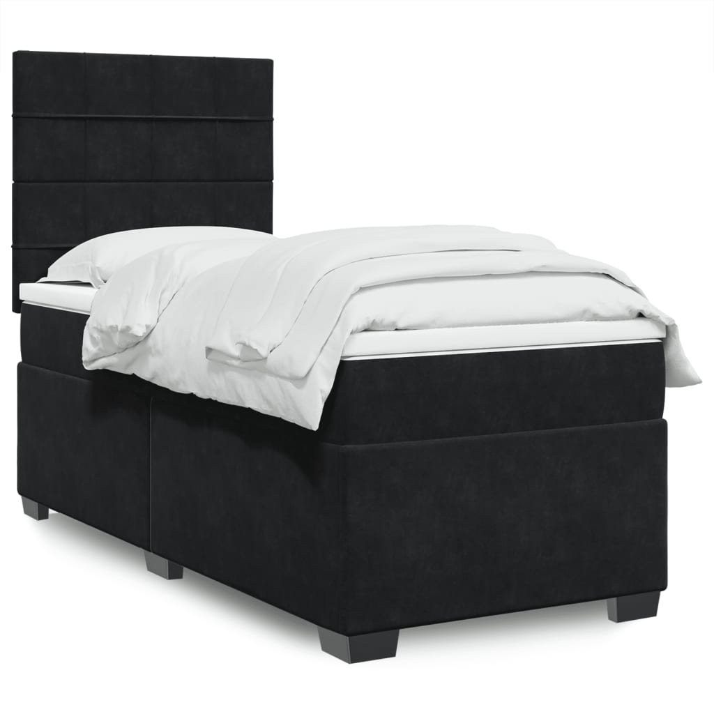 Giroletto a Molle con Materasso Nero 100x200 cm in Velluto