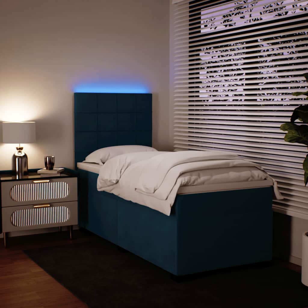 Giroletto a Molle con Materasso Blu 100x200 cm in Velluto