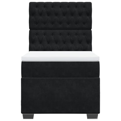 Giroletto a Molle con Materasso Nero 100x200 cm in Velluto - homemem39