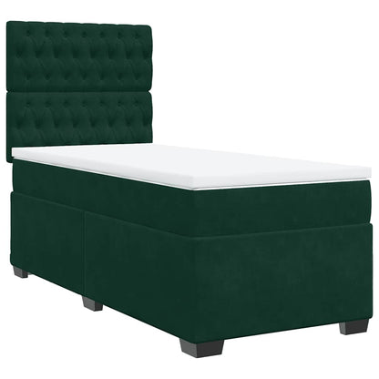 Giroletto a Molle con Materasso Verde Scuro 100x200 cm Velluto