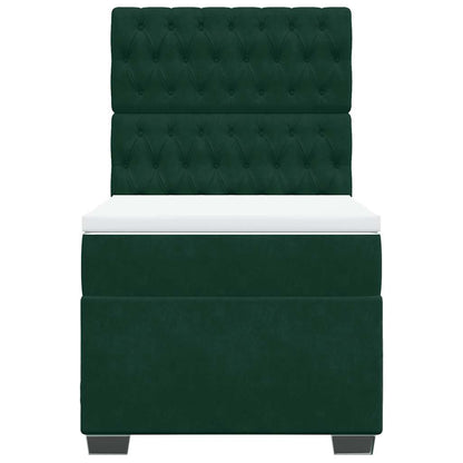 Giroletto a Molle con Materasso Verde Scuro 100x200 cm Velluto