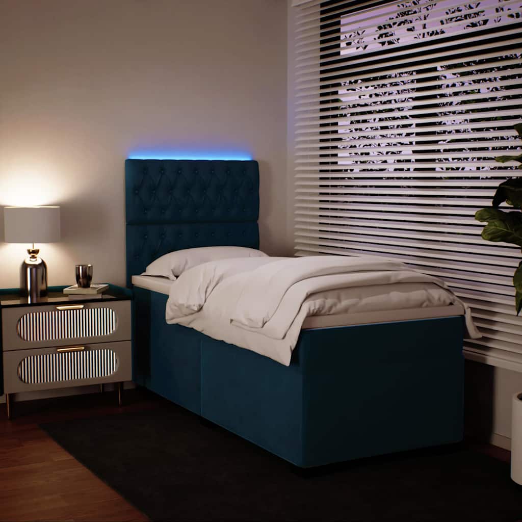 Giroletto a Molle con Materasso Blu 100x200 cm in Velluto | homemem39