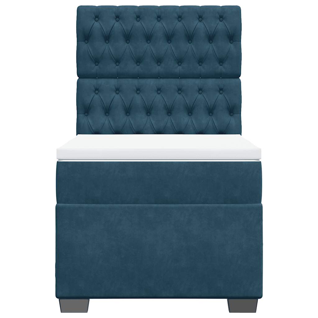 Giroletto a Molle con Materasso Blu 100x200 cm in Velluto