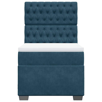 Giroletto a Molle con Materasso Blu 100x200 cm in Velluto