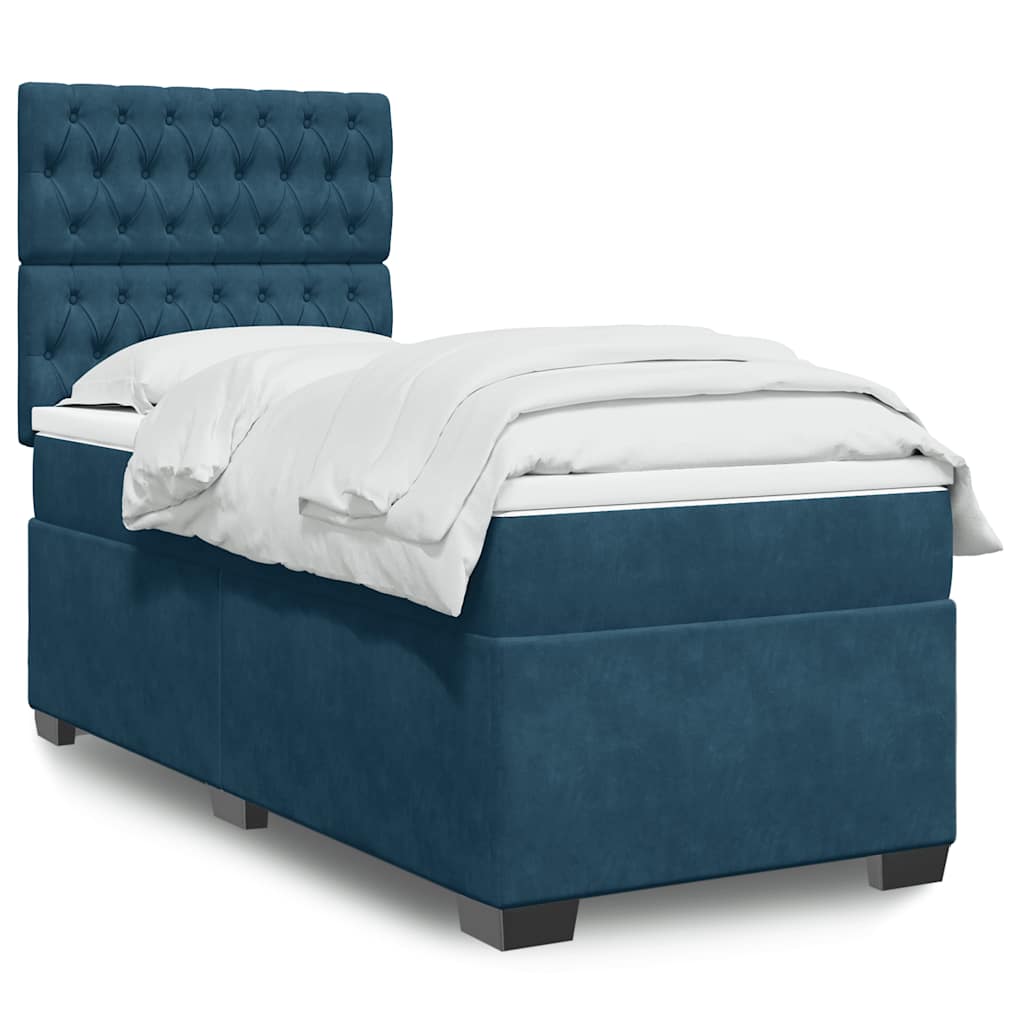 Giroletto a Molle con Materasso Blu 100x200 cm in Velluto | homemem39
