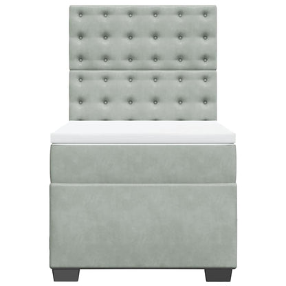 Giroletto a Molle con Materasso Grigio Chiaro 100x200cm Velluto