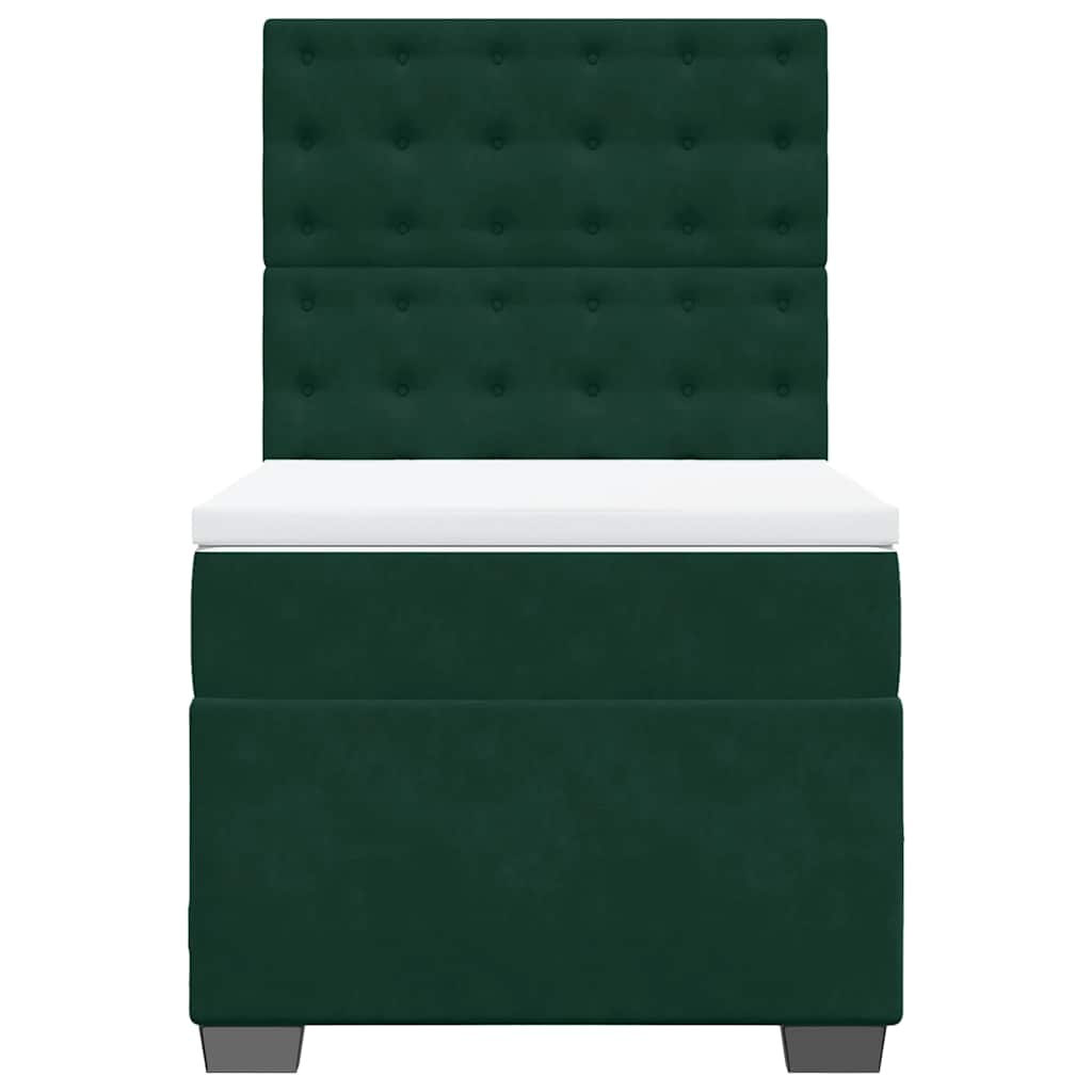 Giroletto a Molle con Materasso Verde Scuro 100x200 cm Velluto
