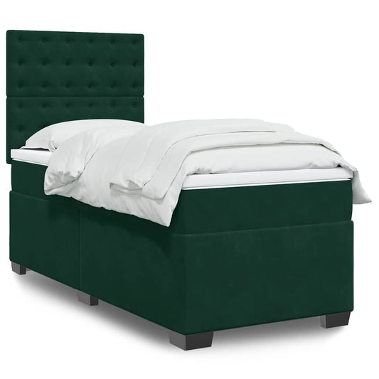 Giroletto a Molle con Materasso Verde Scuro 100x200 cm Velluto | homemem39
