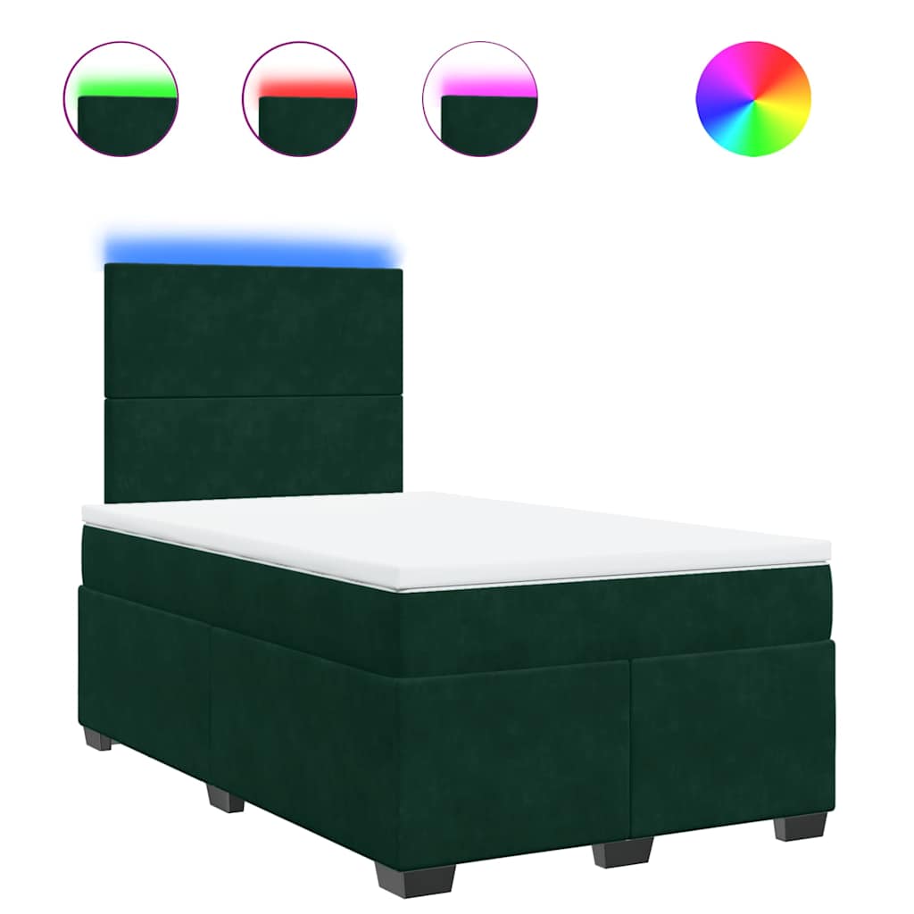 Giroletto a Molle con Materasso Verde Scuro 120x190 cm Velluto