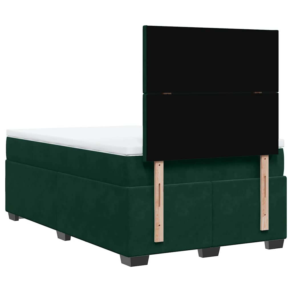 Giroletto a Molle con Materasso Verde Scuro 120x190 cm Velluto